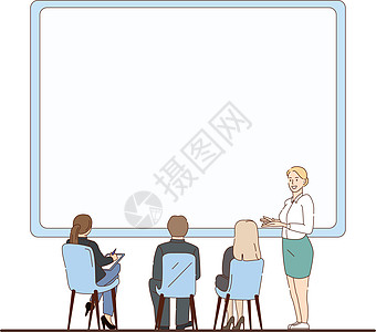 企业介绍 妇女展示在白板上的信息     矢量研讨会人士商务教育经理管理人员图表团队公司训练图片