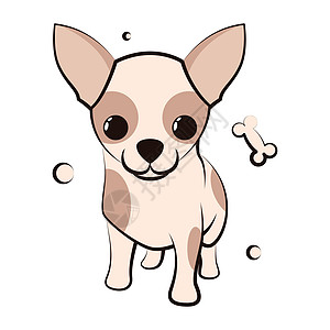 吉娃娃小狗的可爱卡通矢量插图图标 它是平面设计标识哺乳动物爪子乐趣孩子艺术漫画宠物绘画朋友图片