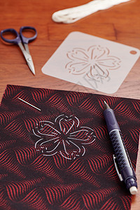 准备日本刺绣沙希子 模板 线索 粉笔塑料绗缝工具被子刺子绘画织物纺织品铅笔手工图片