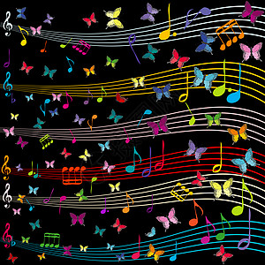 与梯级和蝴蝶飞来的音乐背景背景图片