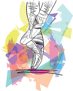 舞蹈芭蕾舞演员芭蕾舞鞋鞋类丝带绘画戏服手绘舞蹈家插图艺术表演足尖鞋图片