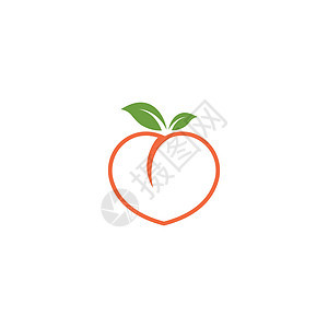 桃果实图标矢量设计叶子桃子饮食甜点红桃甜食插图水果食物热带背景图片
