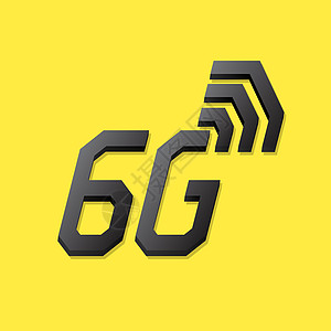 黄色背景上的 6G 标志6G 符号和 6G 图标网络技术图标图片