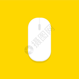 简单的无线电脑鼠标 黄色背景上的计算机鼠标图标图片