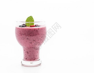 含有酸奶冰冻的混合浆果玻璃薄荷水果饮食排毒饮料粉色甜点覆盆子食物图片