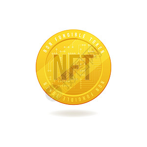 在白色背景下隔离的金币 NFT 不可替代令牌图片