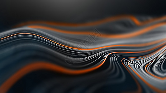 带有橙色和白色波浪线的深色技术背景 波形正方形作品数字海浪插图墙纸辉光运动艺术商业图片