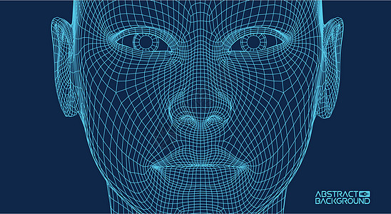 Ai 数字大脑 人工智能概念 机器人数字计算机解释中的人头 线框头概念互联网虚拟现实学习成人化身多边形知识人士网格艺术图片