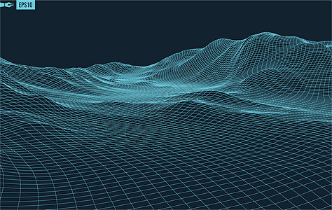 抽象矢量风景背景 网络空间网格  3d 技术矢量图宽慰地形插图顶峰装饰格子推介会科学墙纸地球图片
