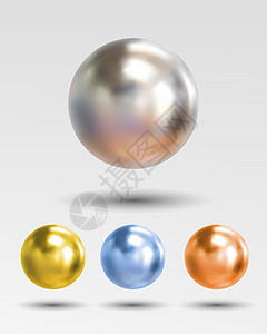 水解珍珠孤立在白色背景上的铬球现实魅力水晶按钮坡度金属财富轴承圆圈母亲球体设计图片
