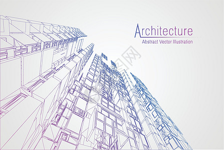 现代建筑线框 城市线框的概念 建筑CAD绘图的线框建筑插图工程师公寓商业工程摩天大楼房子城市建筑师标识蓝图图片