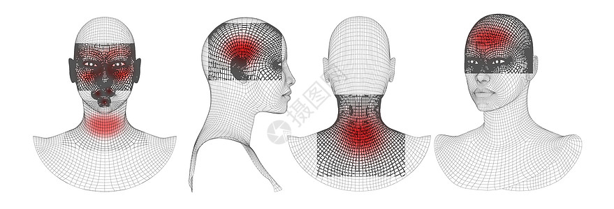 有头疼问题的英俊的年轻白种人 生病和疲倦的病脸的头部和偏头痛肖像 疾病和压力背景 健康线框头部模型 因寺庙问题而感到压力的人 女图片