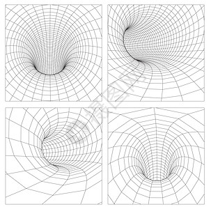 爱的隧道网格虫洞线框隧道  3d 重力量子矢量虫洞插图 奇点抽象黑洞涡旋概念 3d 插图 每股收益 10物理时空理论黑色时间奇点星素描科插画