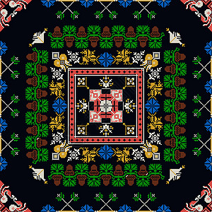 俄罗斯模式2圆形地区盘子缝纫刺绣饰品艺术装饰品民间插图图片