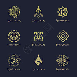 豪华概念标志设计矢量集收藏寺庙宗教品牌装饰装饰品身份文化墙纸风格图片