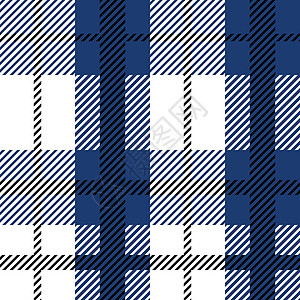 蓝色和黑色苏格兰纺织无缝图案 织物质地检查格子呢格子 的抽象几何背景 单色图形重复设计 现代方形饰品条纹套装衬衫正方形打印服装材图片