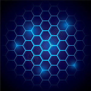 未来派蓝色蜂窝图案 六角形概念背景坡度墙纸金属黑色细胞灰色六边形商业风格插图图片
