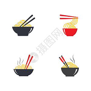 热面条标志矢量 ico午餐食物插图烹饪标识餐厅海报拉面菜单图片