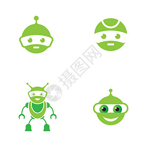 机器人绿色标志矢量图标它制作图案变压器太空人潮人收藏艺术玩具孩子们标识监视器快乐图片