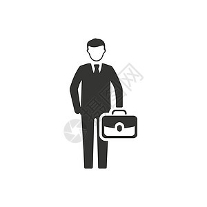 军官图标插图男人经理人士工作办公室公文包商务职业背景图片