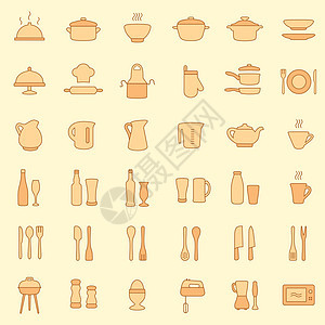 烹饪厨房图标啤酒盘子工具食物餐具咖啡插图茶壶收藏杯子图片