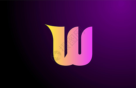 用于品牌化和企业经营的黄黄色紫紫色W 创造性梯度字母字母标识 为图标公司身份设计图片