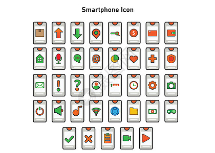 智能手机图标插图 平面矢量图 可以使用图标设计元素图片
