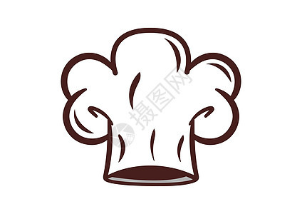 厨师帽标志模板 白色背景上孤立的贝克帽背景图片
