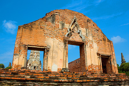泰国Ayutthaya省世界遗产地佛教徒世界宗教文化旅行城市崇拜石头宝塔游客图片