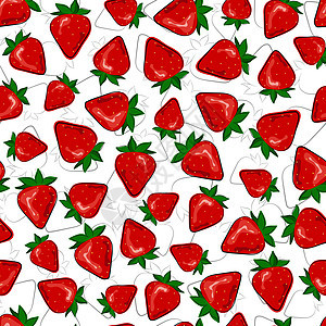 无缝甜草莓 夏季服装的亮色印花图片