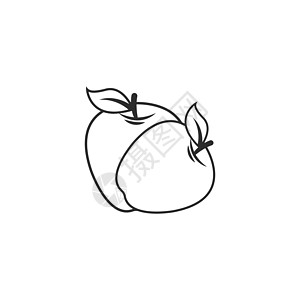 苹果图标线矢量图解设计模板果味标识小吃水果叶子绘画卡通片插图花园圆圈图片