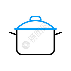 平底锅矢量图标 烹饪锅或平底锅标志餐厅厨师食物盘子蒸汽厨房火锅早餐厨具用具图片
