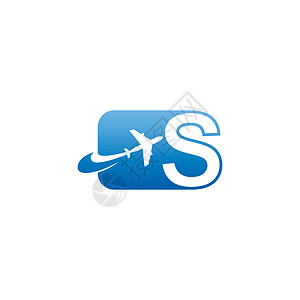 带有平面标志图标设计 vecto 的字母 S运输标识航班货物商业航空公司喷射翅膀数字旅行图片