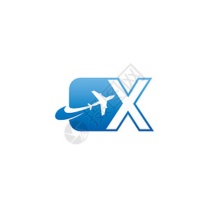 美国商业带有平面标志图标设计 vecto 的字母 X玩具天空数字折纸标识假期飞机场航空旅游航班插画