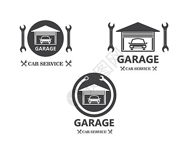 汽车服务标志图标矢量模板它制作图案男人车库商业发动机插图送货技术员工人工作运输图片
