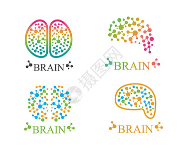大脑徽标矢量图标模板它制作图案创造力技术头脑器官知识科学身份天才知识分子插图图片