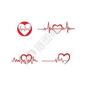 设置心脉标志模板矢量符号监视器红色健康医院脉冲韵律心电图心脏病学插图心脏图片