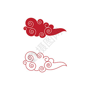 中国云徽标矢量它制作图案文化漩涡风格织物天空艺术装饰卷曲曲线波浪状图片