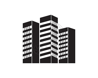 建筑标志矢量它制作图案黑色办公室摩天大楼财产房子艺术城市全景白色创造力背景图片