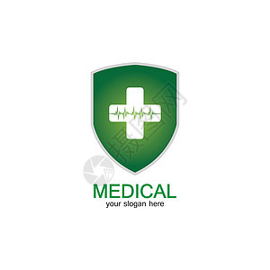 盾牌图标与白色背景上孤立的医疗药房帮助标识发烧按钮情况救护车医院安全医生徽章图片
