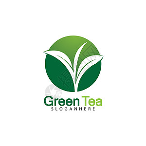 基于白色背景矢量图像的绿茶叶标志矢量图标插画设计早餐标识标签生态叶子生活艺术身份杯子草本植物图片
