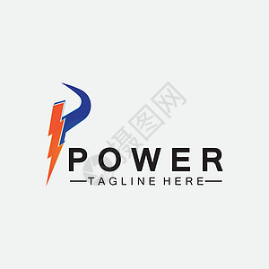 字母 P 雷电标志矢量插图设计公司力量技术标识电气速度商业身份螺栓品牌图片