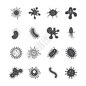 一套细菌矢量图图标模板生物学病毒性感染病原细胞漏洞病菌微生物寄生虫生物图片