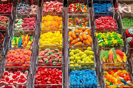 果冻和糖果出售橡皮糖收藏口味小吃食物市场味道多样性摊位店铺图片