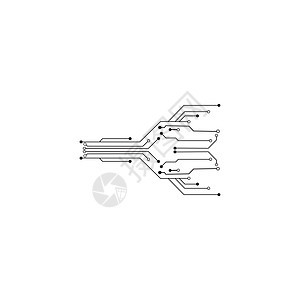 电路标志模板 vecto插图网络商业公司一体化线条科学创造力徽标蓝色背景图片