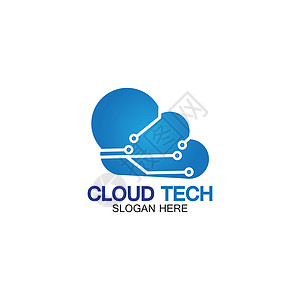云技术标志图标模板 带有电路图案的云符号  IT 和计算机互联网和连接矢量图电脑商业蓝色网站网络贮存插图公司营销创造力图片