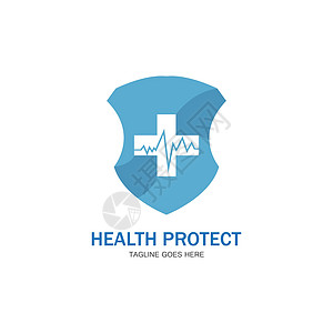 健康保护与盾牌标志设计矢量模板医疗或保险公司vecto医生网络安全红色帮助商业警卫公司插图标识图片