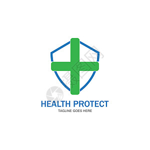 健康保护与盾牌标志设计矢量模板医疗或保险公司vecto白色公司帮助创造力标识医生网络安全警卫保险图片