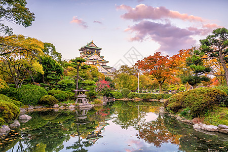 日本花园大阪大阪城堡建筑学地标花园建筑旅行忍者观光旅游世界遗产背景