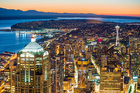 西雅图市中心天线视图建筑全景吸引力橙子假期竞技场天空建筑学旅游城市图片